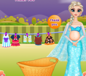 Pregnant Elsa washing